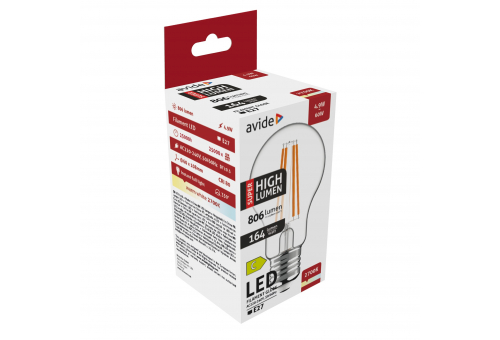 Bec LED Filament Globe 4.9W E27 A60 WW 2700K Avide Super High Lumen