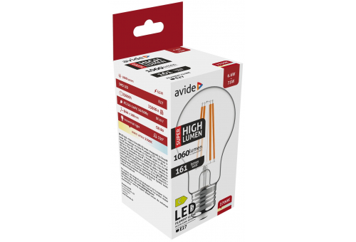 Bec LED Filament Globe 6.6W E27 A60 WW 2700K Avide Super High Lumen