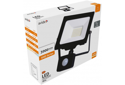 LED Reflektor Slim SMD 30W NW So snímčom pohybu PIR