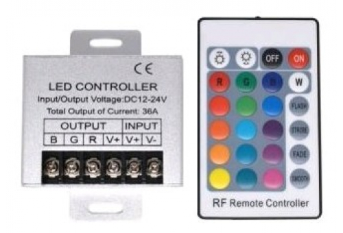 Controler și telecomandă RF 24-taste bandă LED 12V 432W RGB Avide