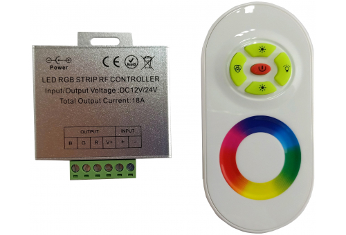 Controler și telecomandă RF 5-taste cu panou tactil bandă LED 12V 216W RGB Avide