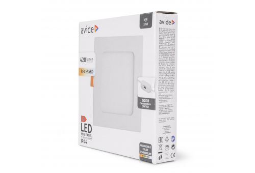 Avide LED Beépíthető Négyzetes Mennyezeti Lámpa ALU 6W CCT IP44/IP44