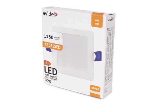 LED Ceiling Lamp Recessed Panel Square Plastic 12W NW
