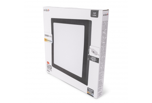 Avide LED Falra Szerelhető Négyzetes Mennyezeti Lámpa ALU 24W CCT IP44/IP20 Fekete