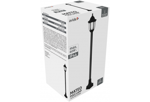 Exteriérová stojacia lampa Mateo-XL 122cm 1xE27 Čierna IP44